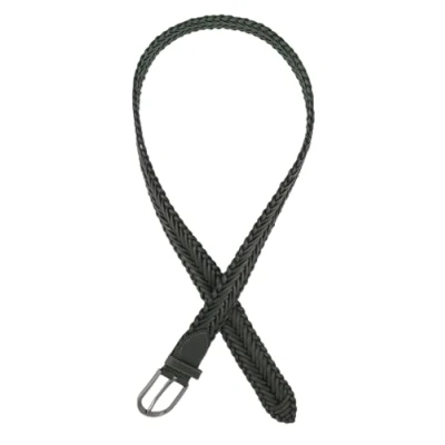 Abbildung von Ulla Popken Damen, echtes Leder, geflochten, Metallic Schließe Gürtel, Khaki, 125