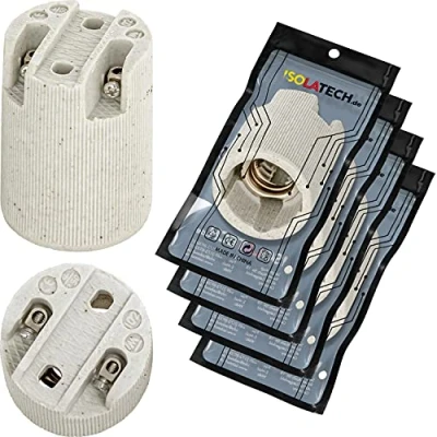 Abbildung von ISOLATECH 4Stk E14 Keramik Lampenfassung LED Energiesparlampen (max.250V/4A) Leuchtmittel Home Küche Kühlschrank Badezimmer Decke Installation Sockel Halterung einbauen hitzebeständig