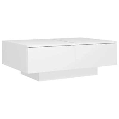 Abbildung von vidaXL Couchtisch mit Schublade Beistelltisch Wohnzimmertisch Kaffeetisch Sofatisch Teetisch Tisch Wohnzimmer Weiß 90x60x31cm Holzwerkstoff