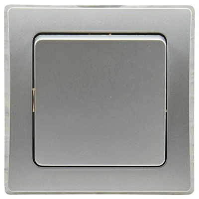 Abbildung von DELPHI Wechsel Schalter Lichtschalter Unterputz 250V mit 1 fach Rahmen Geeignet für Mehrfachrahmen Einsatz 55x55mm Silber Grau