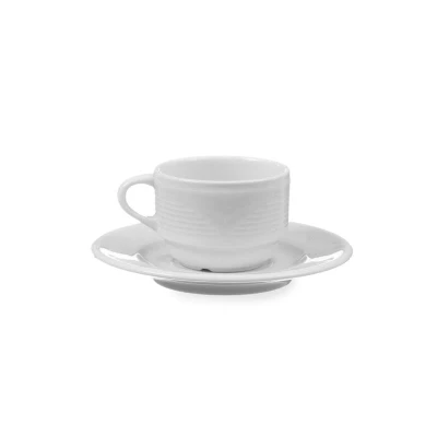 Abbildung von HENDI Kaffeetasse 170 ml Saturn Ø 7,9 cm Porzellan weiß stapelbar spülmaschinengeeignet, Hotel Gastro Kaffeetassen