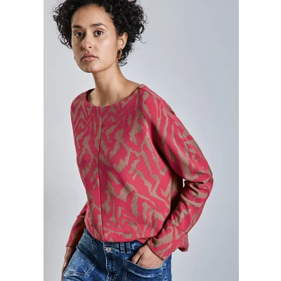 Abbildung von Street One Struktur MIT Karomuster Langarmshirt, Damen, Größe: 44, Schwarz