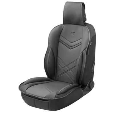 Abbildung von Walser Sitzauflage Auto Rey, Sitzschoner schwarz, Universal Sitzauflagen, Autositzauflage Vordersitze, Sitzbezug Sitzkissen Sportlook, Sitzbezüge für PKW/LKW