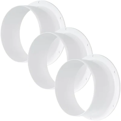 Abbildung von Vent Systems 125 mm 3 Stück Lüftungskanalverbinder Flansch gerade Lüftungsrohr Kunststoff Kanalverbinder Platte für Kühlung Heizung Lüftungssystem HVAC 12.5 cm