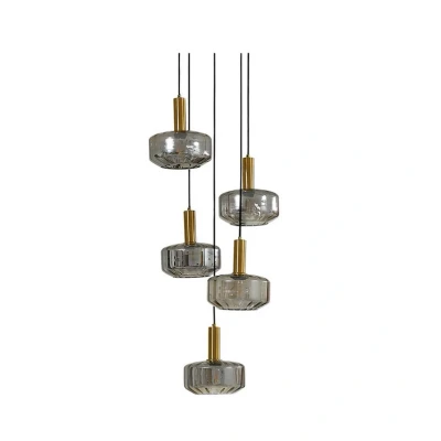 Abbildung von Lindby Hängeleuchte Hildur, 5 flg., Ø 22 cm, rauchgrau, Glas