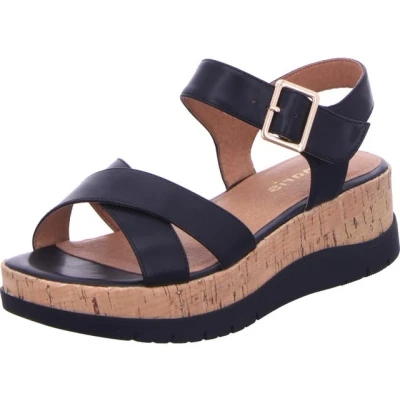 Abbildung von Tamaris Damen Sandaletten, Frauen Sandalen,Sommersandalen,bequem,flach,Sommerschuhe,Freizeitschuhe,offene Schuhe,Strandschuhe,Black,37 EU