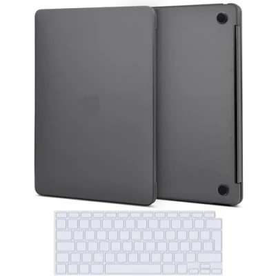 Abbildung von TECOOL Fein Gefrostete Hülle für MacBook Air M1 (A2337) / 13 Zoll Retina 2020 2019 2018 (A2179 A1932), Ultradünne Schutzhülle Hartschale Case u. EU Tastaturschutz, Space Grau