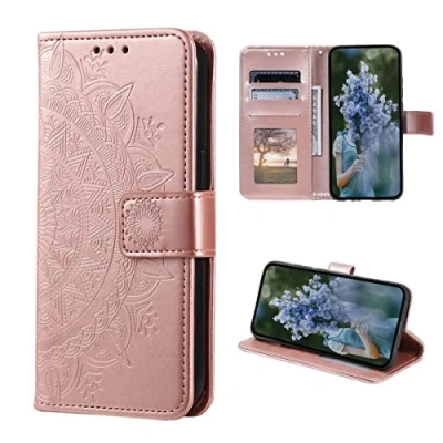 Abbildung von CoverKingz Handyhülle kompatibel mit Samsung Galaxy S23 Handytasche Kartenfach Klapphülle Case Handy Hülle klappbar Motiv Mandala Rosegold