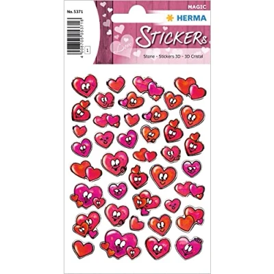 Abbildung von HERMA 5371 Aufkleber Herzen Rot Rosa klein mini, 42 Stück, 3D Herz Sticker, selbstklebend, Etiketten für Valentinstag Liebe Hochzeit Geburtstag Scrapbooking Dekoration Geschenk Briefe DIY Basteln