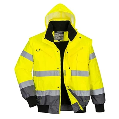Abbildung von Portwest hochsichbare Kontrast Bomberjacke, Farbe: Gelb/Grau, Größe: L, C465YGYL