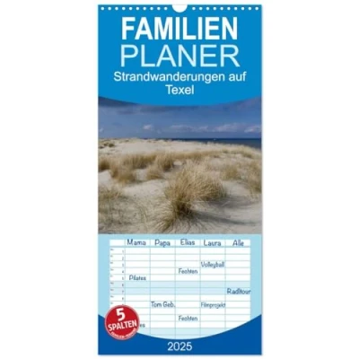 Abbildung von Familienplaner 2025 Strandwanderungen auf Texel mit 5 Spalten (Wandkalender, 21 cm x 45 cm), CALVENDO