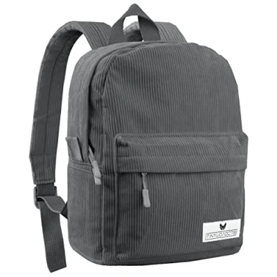 Abbildung von Tinyloaders Kinderrucksack Kord Cord Unisex Kinder Rucksack Backpack Freizeitrucksack Daypack Freizeit Jungen Mädchen Boy Girl Kindergarten Schule, Grau