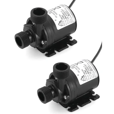 Abbildung von QWORK® 2 Stücke DC 12V Wasserpumpe 800L / H 5M, Brushless Tauchwasserpumpe, für Brunnenpool Solarumlaufsystem Wasserzirkulationssystem
