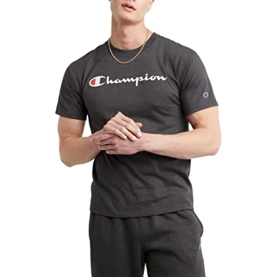 Abbildung von Champion Herren, Classic Graphic, Soft and Comfortable for Men, Script Logo (Reg. Or Big &amp; Tall) T Shirt, Granit Skript, 3X Large Groß