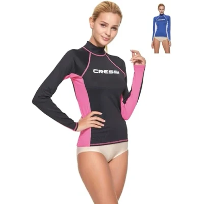 Abbildung von Cressi Damen Rash Guard Lady Long Sleeve Schutzhemd mit langen Ärmeln, UV Schutz (UPF), Schwarz/Rosa, S/2 (38)