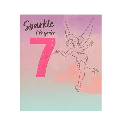 Abbildung von UK Greetings Disney Geburtstagskarte zum 7. Geburtstag für sie/Mädchen/Freundin mit Umschlag Silberfolien Design Glöckchen