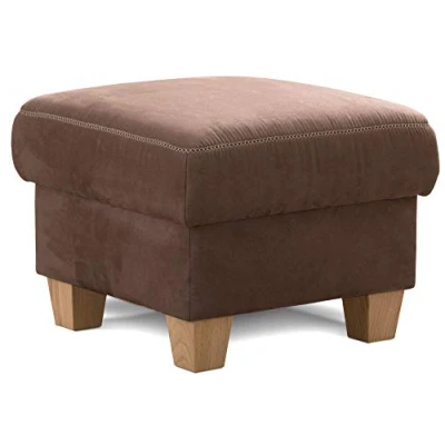 Abbildung von Cavadore Hocker Wisconsin / Sofa Hocker, Sitzhocker, bzw. Fußbank mit Stauraum im Landhausstil Holzfüße in Buche Mikrofaser Lederoptik Größe: 58 x 45 cm (BxHxT) Farbe: Braun