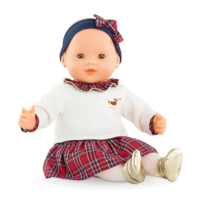 Abbildung von Corolle Mon Grand Poupon Suzanne Feiertage, Weichkörperpuppe mit Schlafaugen im festlichen Winteroutfit, kann sitzen, Vanilleduft, 36cm, ab 2 Jahre