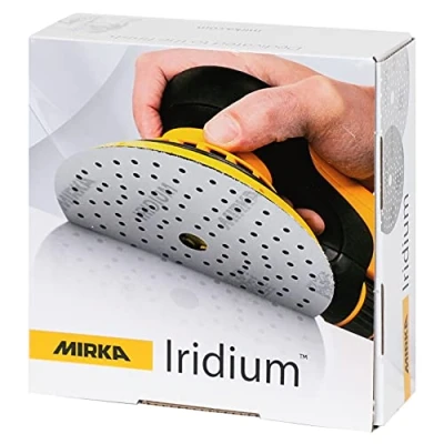 Abbildung von Mirka Iridium Premium Schleifpapier Ø 150mm Klett 121 Loch, Korn 1000, 50 Stk / Zum Schleifen von Lack, Spachtel, Grundierung, Holz, Stahl, Mineralwerkstoffe, Kunststoff