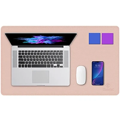 Abbildung von Upgrade Knodel Tischunterlage, Schreibtischunterlage, 60cm x 35cm PVC Leder Laptop wasserdichte Schreibunterlage für Büro oder Heimbereich, doppelseitig (Rosa)