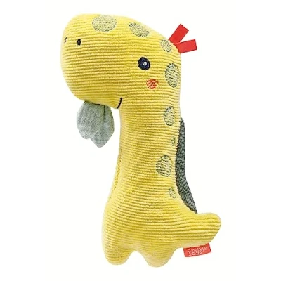 Abbildung von Fehn Stabgreifling Dino Motorikspielzeug für Babys zur Förderung der Motorik und Sinne Baby Spielzeug als Kuscheltier Greifling mit Rassel &amp; Quietsche Geschenk Geburt ab 0+ Monaten