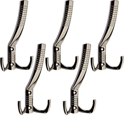 Abbildung von SO TECH® Garderobenhaken Kleiderhaken JASMIN BA 32 mm, Zinkdruckguss, Bohrlochabstand mm (5 St), groß (H x B T: 143 76 67 mm), Chrom dunkel