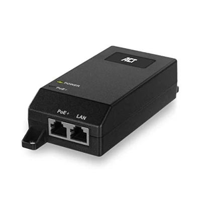 Abbildung von ACT Poe Injector 30W Adapter, IEEE 802.3af/at Power Over Ethernet, Gigabit PoE+ Injektor, 10/100/1000 Mbit/s, Entfernung bis zu 100M AC4438