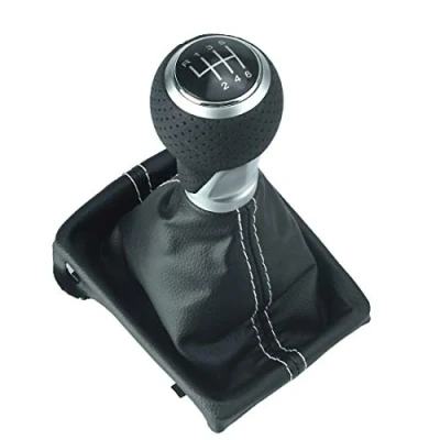 Abbildung von Newtown2700 parts perforierter Schaltknauf, Schaltsack und Rahmen weisse Naht 6 Gang in Chrom Matt Look