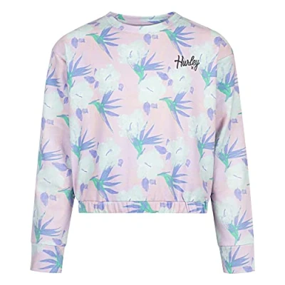 Abbildung von Hurley Mädchen Hrlg Printed Crew Neck Sweatsh Sweatshirt, Shadow Black/Multi, 10 años