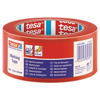 Abbildung von TESA 60760, Rot, Kennzeichnung, Caotchouc, Polyvinylchlorid (PVC), Keramiken, Metall, PVC, Polycarbonat, Polypropylen, Holz, rau, weich, 2 N/cm