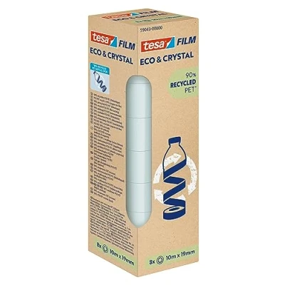 Abbildung von tesa Klebeband tesafilm eco &amp; crystal starke Klebkraft, transparent und reißfest (Spar Set, 8 St., Rollen Klebefilm je 10 m x 19 mm) mit langanhaltender Klebeleistung, aus PET Material