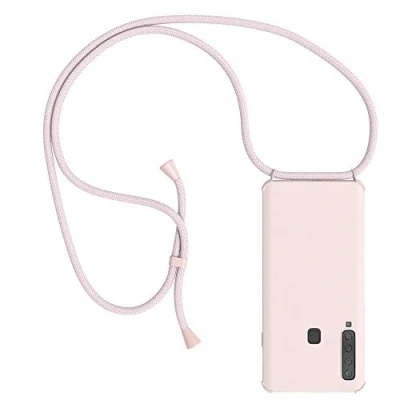 Abbildung von EAZY CASE Handykette kompatibel mit Samsung Galaxy A9 (2018) Handyhülle Umhängeband, Handykordel Schutzhülle, Silikonhülle, Hülle Band, Stylische Kette für Smartphone, Full Color Altrosa