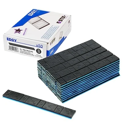 Abbildung von Klebegewichte für Alufelgen Edgy Slim Black 60g (5g + 10g Schwarz) 50 Stück Auswuchtgewichte Kleberiegel