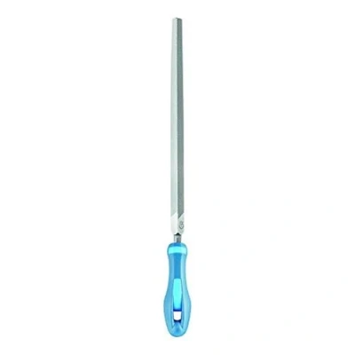 Abbildung von PFERD Werkstattfeile Dreikant, 150mm, dreieckige, spitz zulaufende Feile, Kreuzhieb H3 auf drei Seiten, inkl. Ergonomie Feilenheft, 11211158 für die Feinbearbeitung und zum Schlichten geeignet