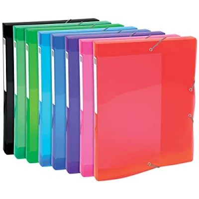Abbildung von Exacompta 59670E Premium Sammelbox Iderama mit Gummizug 25 mm breit aus extra starkem Colorspan Karton Rückenschild für DIN A4 Archivbox Heftbox Dokumentenbox Zeichenbox 1 Stück Zufallsfarbe