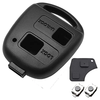 Abbildung von 2 Tasten Auto Schlüsselgehäuse für Toyota Aygo Corolla RAV4 Prado Avensis Land Cruiser Previa Echo Tarago Alphard,Schlüsselanhänger Abdeckung Gehäuse Ersatz(Mit Knopf Gummipolster)