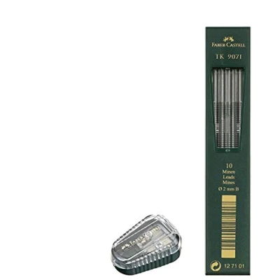 Abbildung von Faber Castell TK® Minenspitzer, mit Auffangbehälter, Gehäusefarbe: grün + 10x 2mm Fallminen TK9071 Härte B