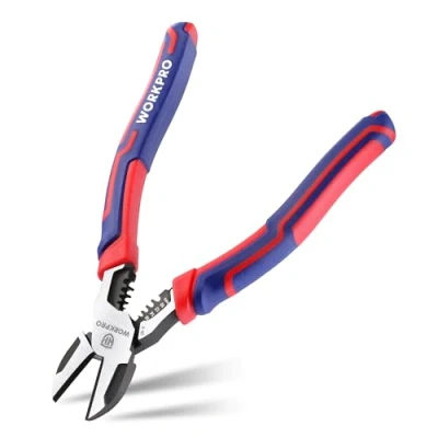 Abbildung von WORKPRO Seitenschneider Abisolierzange 2 in 1 Multifunktionale Zange Drahtschneider 200mm zum Abisolieren Kabelschneiden für harte, weiche Drähte