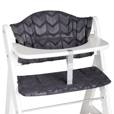 Abbildung von Hoppediz Hochstuhl Sitzkissen Set, passend für Hauck Alpha, 2 teilig, 100% Bio Baumwolle, Design Amsterdam black