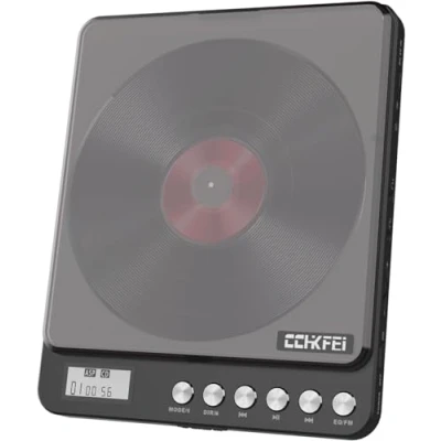 Abbildung von CCHKFEI Tragbarer CD Player mit Bluetooth Wiederaufladbarer 2000mAh Akku, Discman Tragbar Lautsprecher Doppelte 3.5mm Kopfhörern Buchse Walkman für Kinder Papa Mama und Familie Geschenke