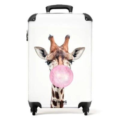 Abbildung von NoBoringSuitcases.com© Kinderkoffer Rosa Kinder Giraffe Kaugummi 55x35x20cm, 4 Rollen, Koffer Klein, Trolley Handgepäck, Reisekoffer