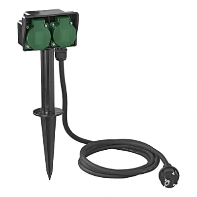 Abbildung von ProPlus Gartensteckdose Schuko 2 Fach mit Erdspieß 2M 3x2,5mm²