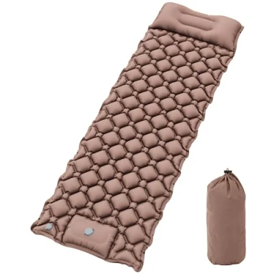 Abbildung von YITAHOME Isomatte Selbstaufblasend Ultraleichte Camping Luftmatratze mit Eingebaute Pumpe und Kissen, Matratze Fußpumpe Tragetasche für Outdoor, Camping, Reisen, Wandern (Wüste Gelb)