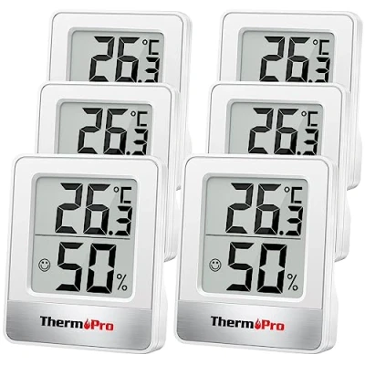 Abbildung von ThermoPro TP49 6 Kleines digitales Hygrometer, Innenthermometer, Raumthermometer, Temperaturmonitor und Feuchtigkeitsmesser für den Komfort des Büros zu Hause, Reptilienthermometer, Stück