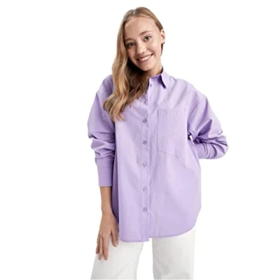 Abbildung von DeFacto Damen U7763AZ Tunic Shirt, Lilac, M