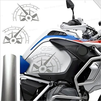 Abbildung von 2 Aufkleber kompatibel mit Seitenwänden Tank Motorrad R 1200 1250 GS Adventure LC (Silber)