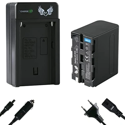 Abbildung von SK Akku Ersatz für Sony NP F970 6600mAh + Charger F550 F730 F750 F960 F980 F990 // Blitzgeräte Videoleuchten