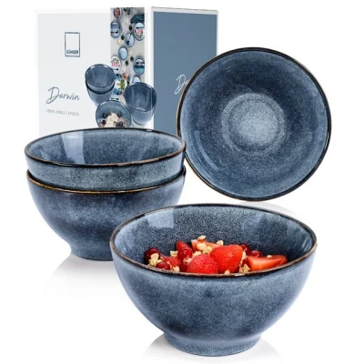 Abbildung von SÄNGER Müslischale Darwin Schalen Set, Steingut, (Set, 4 tlg), Handmade, 800 ml, Blau, Premium Collection