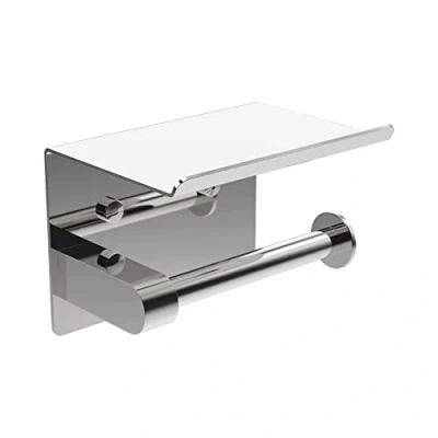 Abbildung von Ibergrif Toilettenpapierhalter mit 2 Montagemethoden, Klopapierhalter ohne Bohren, Klorollenhalter Wandhalterung, Toilettenpapier Halterung Ablage, Edelstahl, Silber