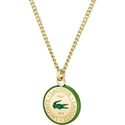 Abbildung von Lacoste Vigor Unisex Halskette goldcoloured/green, Größe: One Size, Gold coloured/green